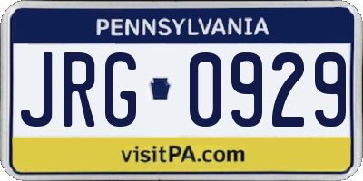 PA license plate JRG0929