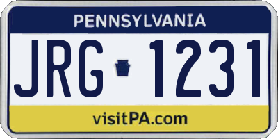 PA license plate JRG1231