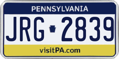 PA license plate JRG2839