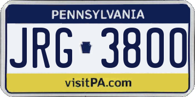 PA license plate JRG3800