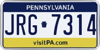 PA license plate JRG7314