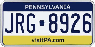PA license plate JRG8926