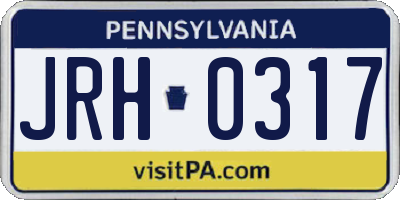 PA license plate JRH0317