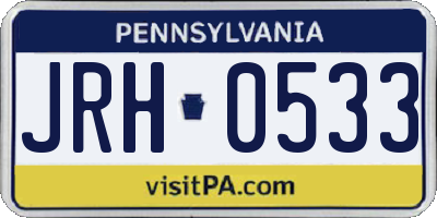PA license plate JRH0533