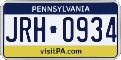 PA license plate JRH0934