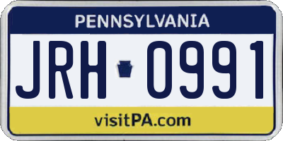PA license plate JRH0991