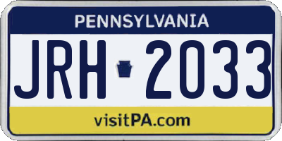 PA license plate JRH2033