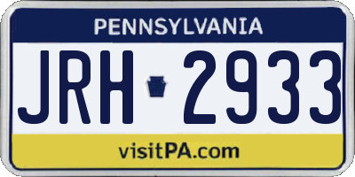 PA license plate JRH2933