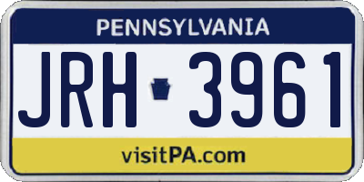 PA license plate JRH3961