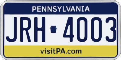 PA license plate JRH4003