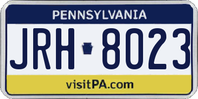 PA license plate JRH8023