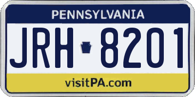 PA license plate JRH8201