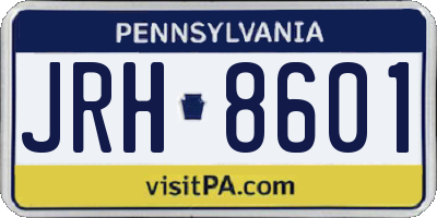 PA license plate JRH8601