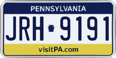 PA license plate JRH9191