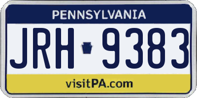 PA license plate JRH9383