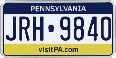 PA license plate JRH9840
