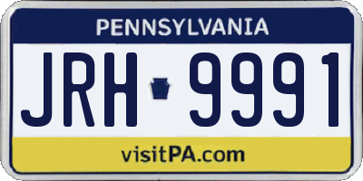 PA license plate JRH9991