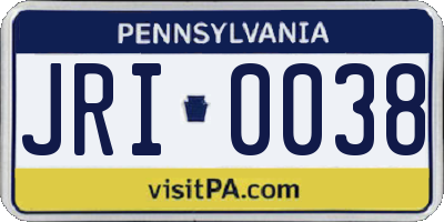 PA license plate JRI0038