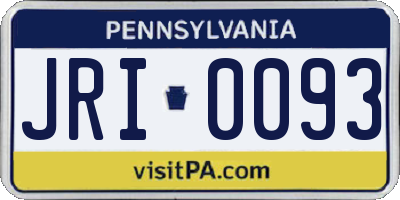 PA license plate JRI0093