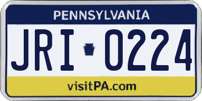 PA license plate JRI0224