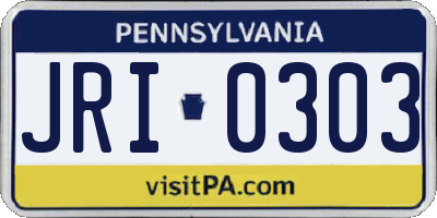 PA license plate JRI0303