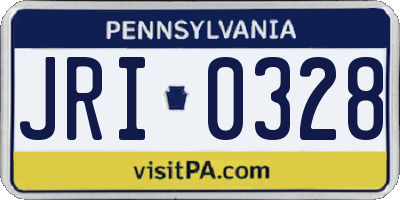 PA license plate JRI0328