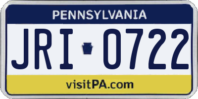PA license plate JRI0722