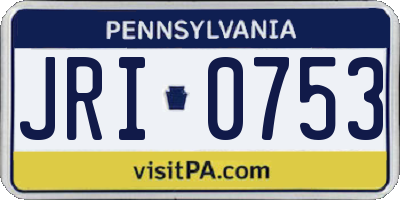PA license plate JRI0753