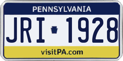 PA license plate JRI1928