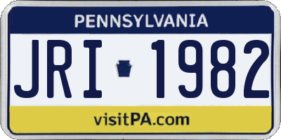 PA license plate JRI1982