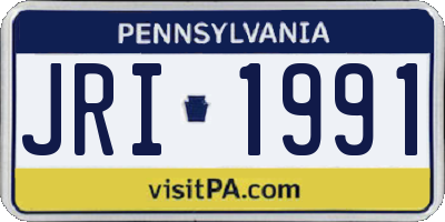 PA license plate JRI1991