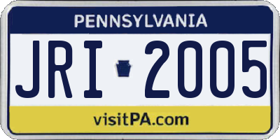 PA license plate JRI2005