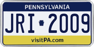 PA license plate JRI2009