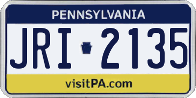 PA license plate JRI2135