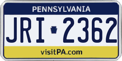 PA license plate JRI2362