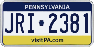 PA license plate JRI2381