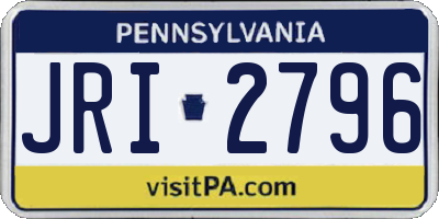 PA license plate JRI2796