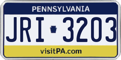 PA license plate JRI3203
