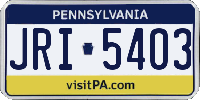 PA license plate JRI5403