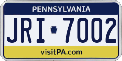 PA license plate JRI7002