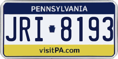 PA license plate JRI8193