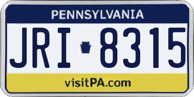 PA license plate JRI8315