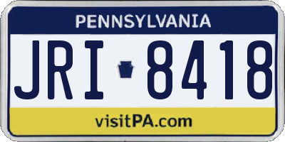 PA license plate JRI8418