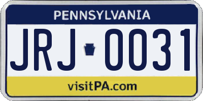 PA license plate JRJ0031