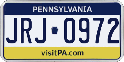 PA license plate JRJ0972