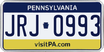 PA license plate JRJ0993