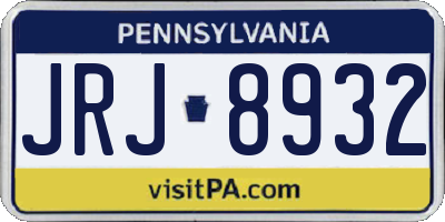 PA license plate JRJ8932