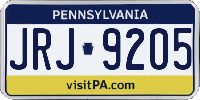 PA license plate JRJ9205