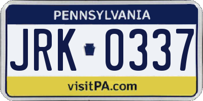 PA license plate JRK0337