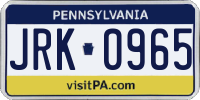 PA license plate JRK0965